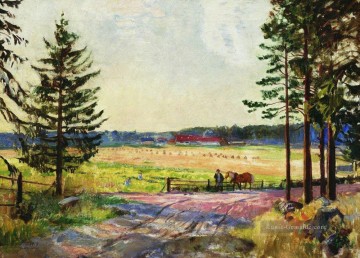  Mikhailovich Malerei - Acker 1917 Boris Mikhailovich Kustodiev planen Szenen Landschaft